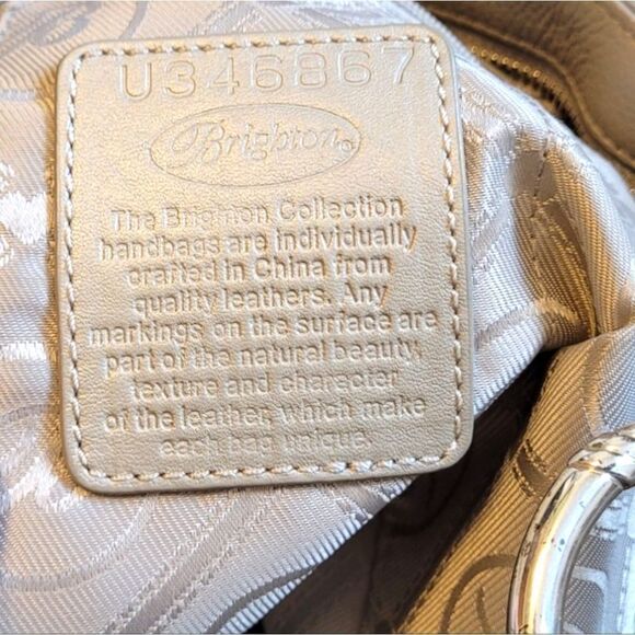 Brighton Light Beige Croc Embossed Shoulder Bag U346867 - Picture 4 of 12